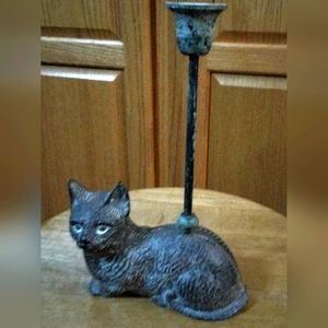 Vintage black cat candle holder